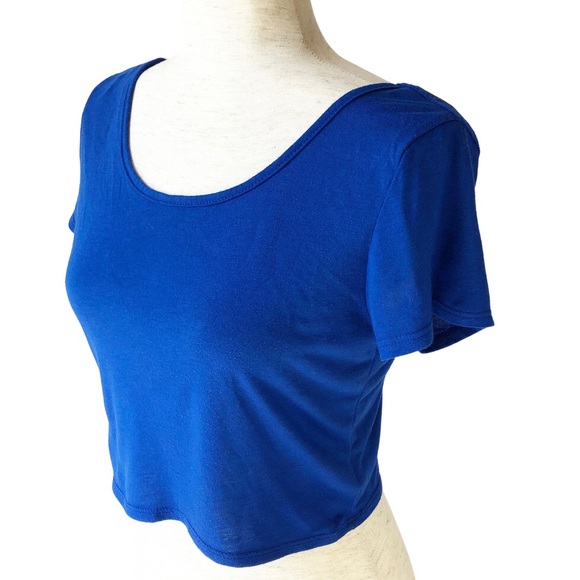 American Eagle Royal Blue Short Sleeve Crop Top - Picture 7 of 13